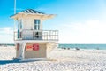 Lifeguard tower on Clearwater beach with beautiful white sand in Florida USA Royalty Free Stock Photo