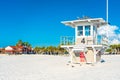 Lifeguard tower on Clearwater beach with beautiful white sand in Florida USA Royalty Free Stock Photo