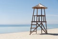 Lifeguard tower on empty beach Royalty Free Stock Photo