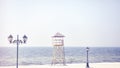 Lifeguard tower on an empty beach. Royalty Free Stock Photo