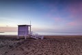 Lifeguard tower on the empty beach at sunrise in Puerto del Carmen Royalty Free Stock Photo