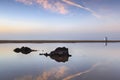 Lifeguard tower on the empty beach at sunrise Royalty Free Stock Photo