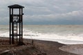 Lifeguard tower at an empty winter beach Royalty Free Stock Photo