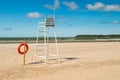 Lifeguard tower and lifering on beautiful sandy beach Yyteri at summer, in Pori, Finland