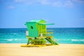 Lifeguard Tower Miami Beach, Florida. Sunny day in Miami beach. Royalty Free Stock Photo