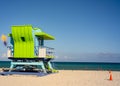 Lifeguard tower Miami Beach. Long exposure to blur ghost people Royalty Free Stock Photo