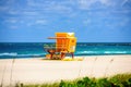 Lifeguard tower in Miami Beach. Sandy Tropical Scene. Royalty Free Stock Photo