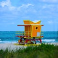 Lifeguard tower in Miami Beach. Travel location ocean concept. Royalty Free Stock Photo