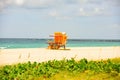 Lifeguard tower in Miami Beach. World famous travel location. Royalty Free Stock Photo