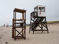 Lifeguard tower on Orleans beach in Cape Cod Royalty Free Stock Photo