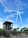 Lifeguard tower on the popular beach Royalty Free Stock Photo