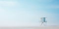 Lifeguard Tower in a white mist on a beach of seaside. Lonely landscape with watchtower. Generative AI Royalty Free Stock Photo