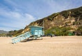 Lifeguard tower on the Zuma Beach in Malibu, California.