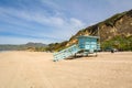 Lifeguard tower on the Zuma Beach in Malibu, California