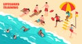 Lifeguard Training Horizontal Illustration