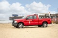 Lifeguard truck and pier Royalty Free Stock Photo