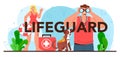 Lifeguard typographic header. Emergency help, ambulance rescuer Royalty Free Stock Photo
