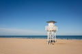 Lifeguard watch tower on empty beach Royalty Free Stock Photo