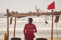 Lifeguard watching the sea at Arambol beach
