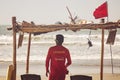 Lifeguard watching the sea at Arambol beach