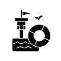 Lifeguarding training black glyph icon