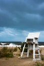 Lifeguards chair on a beach during a storm Royalty Free Stock Photo