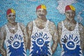 Lifeguards mosaic bench in bondi beach sydney australia Royalty Free Stock Photo