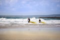 Lifeguards training in the surf