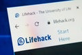 Lifehack.org Web Site. Selective focus. Royalty Free Stock Photo