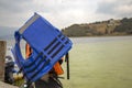 Lifejackets hanging from one post