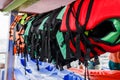 Lifejackets hanging on sea boat