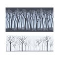 Lifeless forest trees silhouettes set. Early spring, late autumn or winter seamless background vector illustration Royalty Free Stock Photo