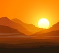 Lifeless landscape with huge mountains at sunset Royalty Free Stock Photo