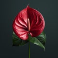 Lifelike Anthurium Argentinum Flower: Minimal Retouching On Dark Background Royalty Free Stock Photo