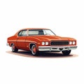 Lifelike Cheesy 70s Classic Car Vector Illustration