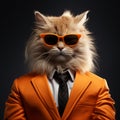 Lifelike 3d Ragdoll Cat In Suit And Tie With Sunglasses