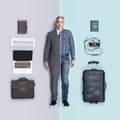 Lifelike male dolls comparison: business executive and traveler