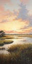 Lifelike Marsh Sunset Painting In The Style Of Dalhart Windberg Royalty Free Stock Photo