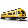 Lifelike Renderings Of Yellow Passenger Train On White Background