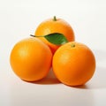 Lifelike Representation Of Three Oranges On White Surface