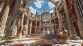 Lifelike Roman Temple Battlefield For Battles Video Game, Fighting Video Game Arena Background