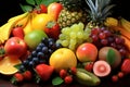 A lifelike tropical fruit medley, art imitating natures perfection Royalty Free Stock Photo