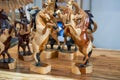 Lifelike wooden carving of a prancing horse Royalty Free Stock Photo