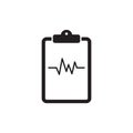 Lifeline of heartbeats on a clipboard vector icon. Simple element illustration. Lifeline of heartbeats symbol design.