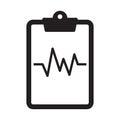 Lifeline of heartbeats on a clipboard vector icon. Simple element illustration. Lifeline of heartbeats symbol design.