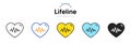 Lifeline line icon in different styles. Bicolor outline stroke style. Heart beat symbol for web. Vector Royalty Free Stock Photo