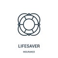 lifesaver icon vector from insurance collection. Thin line lifesaver outline icon vector illustration. Linear symbol