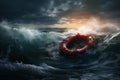 Lifesaving Life buoy rescue ring sea. Generate AI Royalty Free Stock Photo