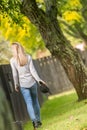 Lifestile outdoor portrait of young beautiful woman on natural b Royalty Free Stock Photo