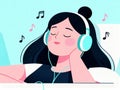 Relaxing with Music Woman Enjoying Tunes with Headphones Illustration Royalty Free Stock Photo